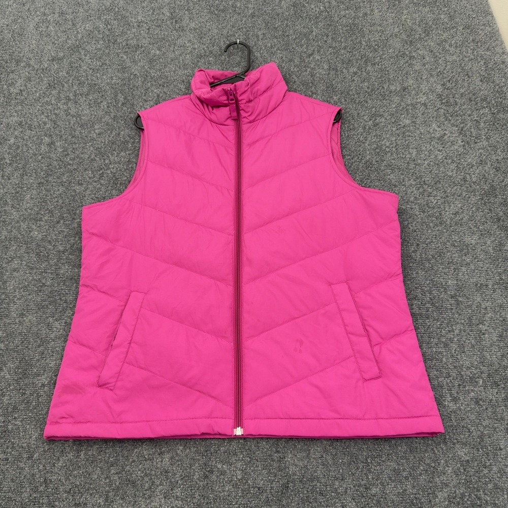 Lands' End Vest Womens L Pink Polyester Down Puffer Mock Neck Casual Style